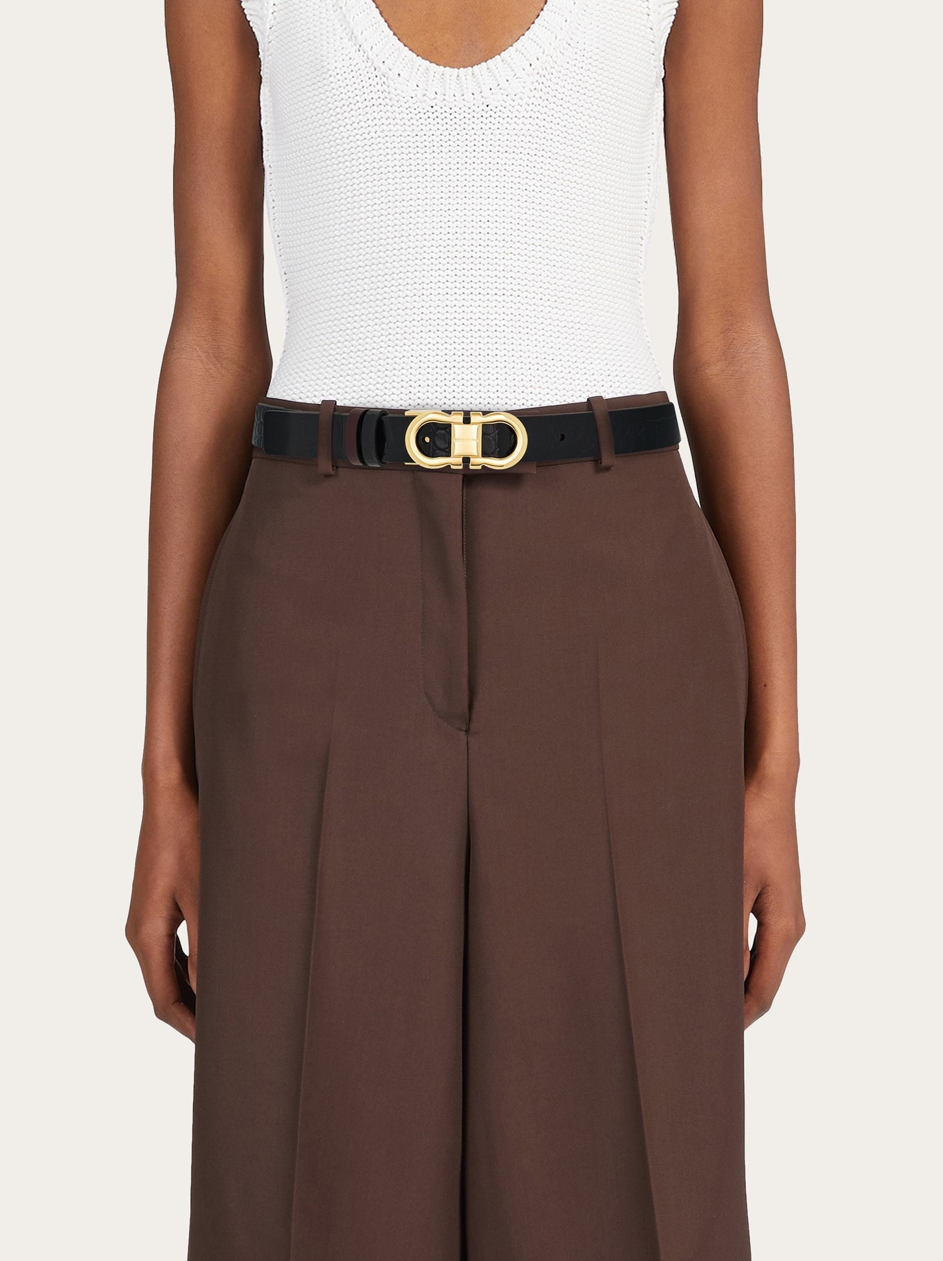 Ferragamo Double-sided Adjustment Gancini Belt In Black