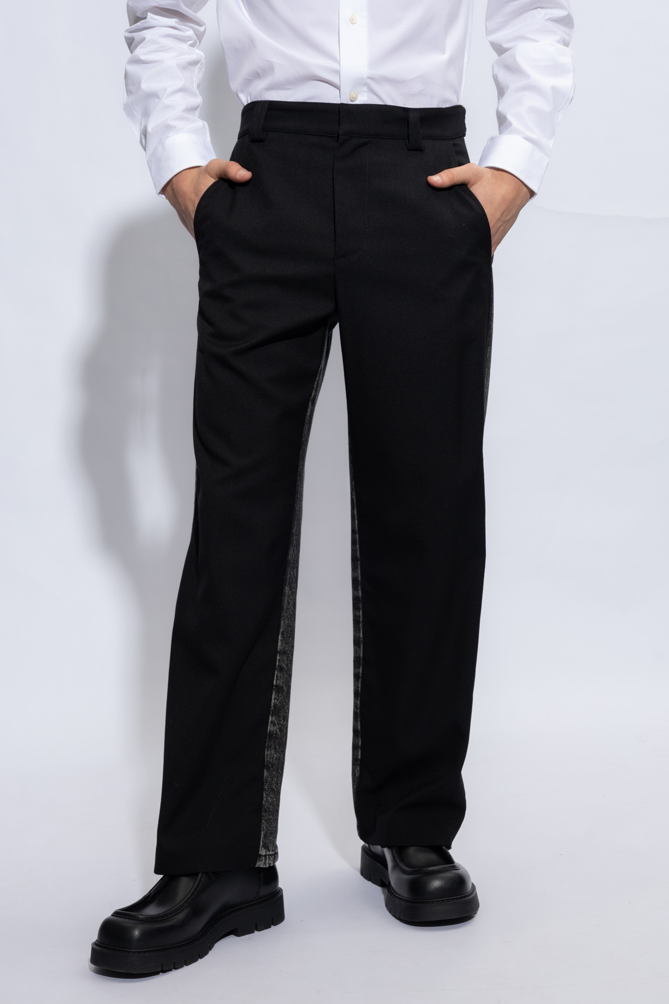 Diesel P-wire Denim Panelled Trousers In Black