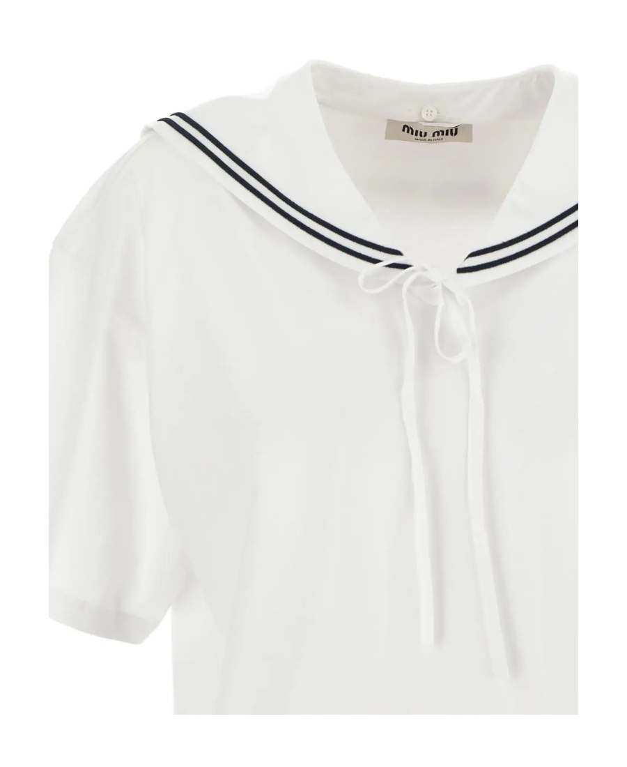 Miu Miu Tie-front Cropped Blouse In White