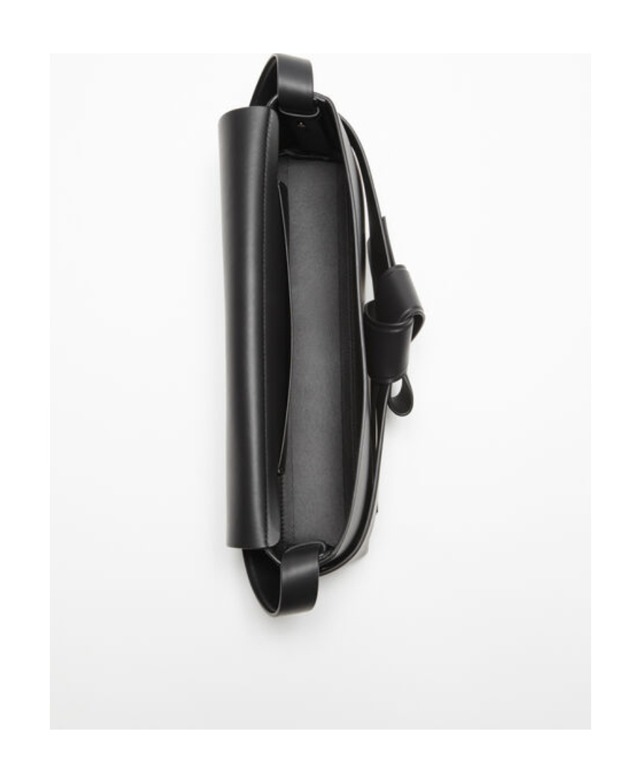 Acne Studios Musubi Elongated Bow Detail Leather Crossbody Bag In Black