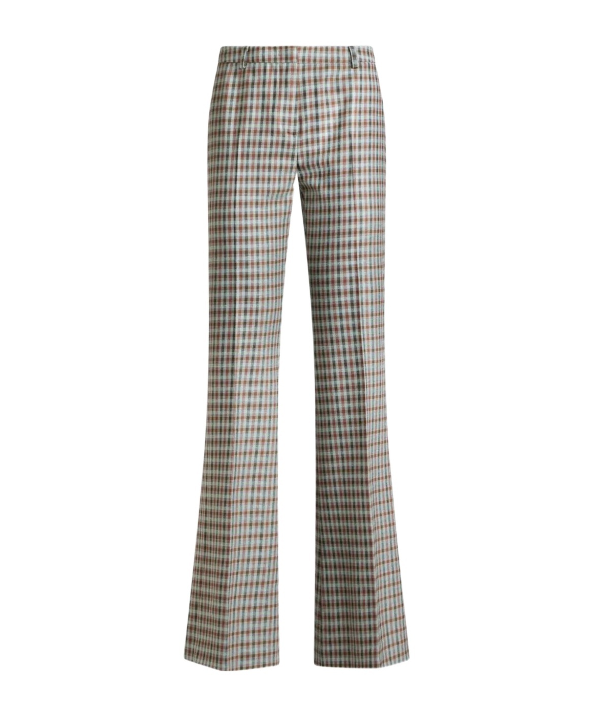 Etro Wool-blend Gingham Trousers In Gray