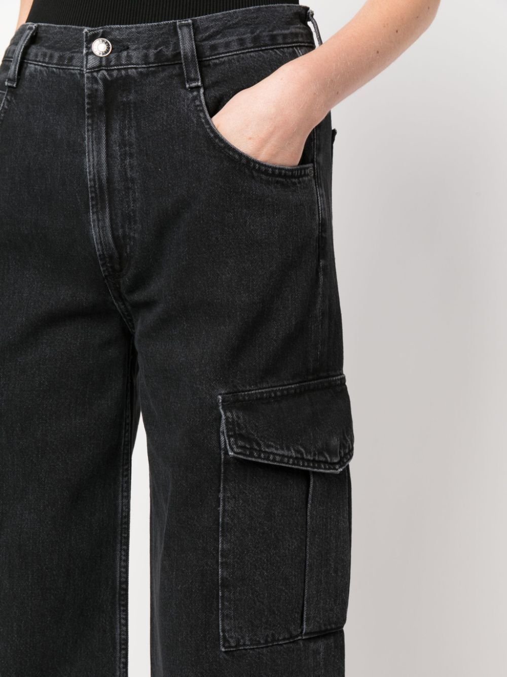 Agolde Wide-leg Cargo Jeans Featuring Belt Loops In Black