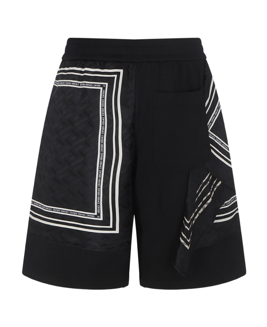 Versace La Greca Logo Printed Shorts In Black
