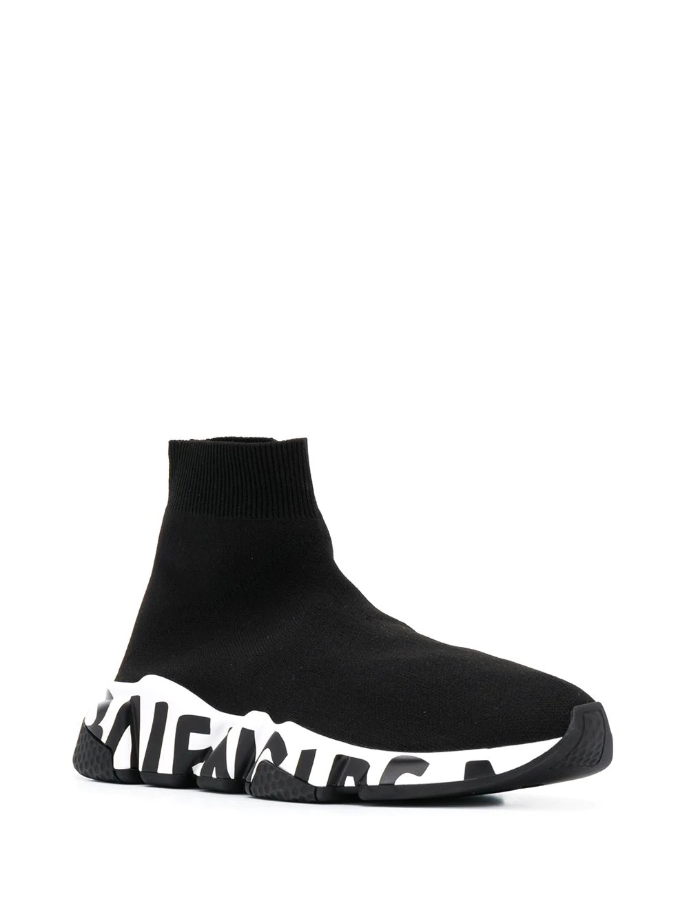 BALENCIAGA SNEAKERS SPEED GRAFFITI IN MAGLIA RICICLATA DA DONNA IN NERO