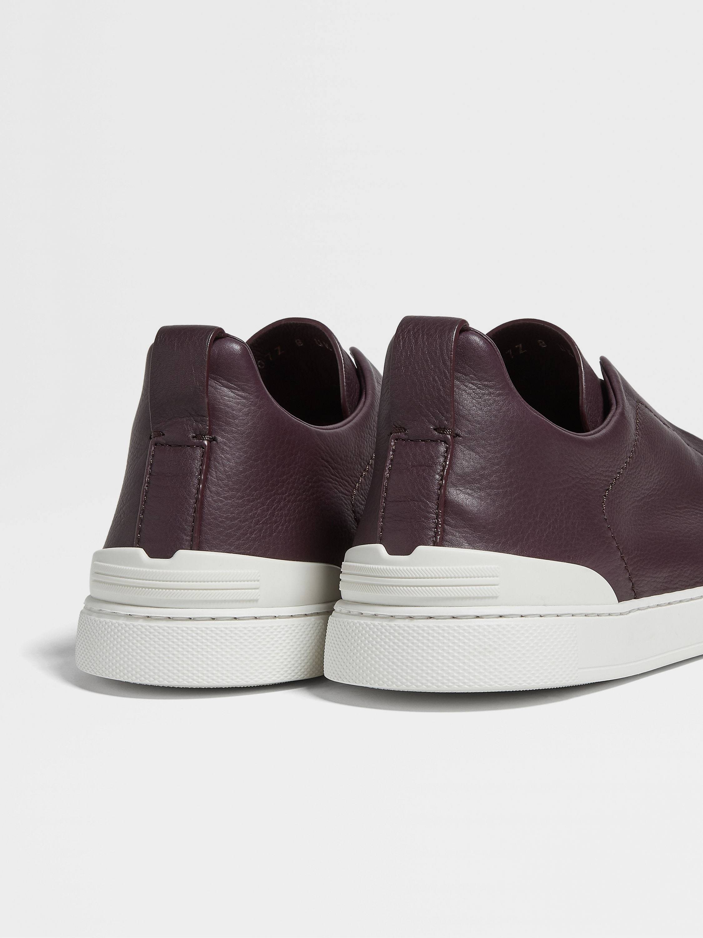 Zegna Triple Stitch Secondskin Sneakers In Dark Brown In Purple