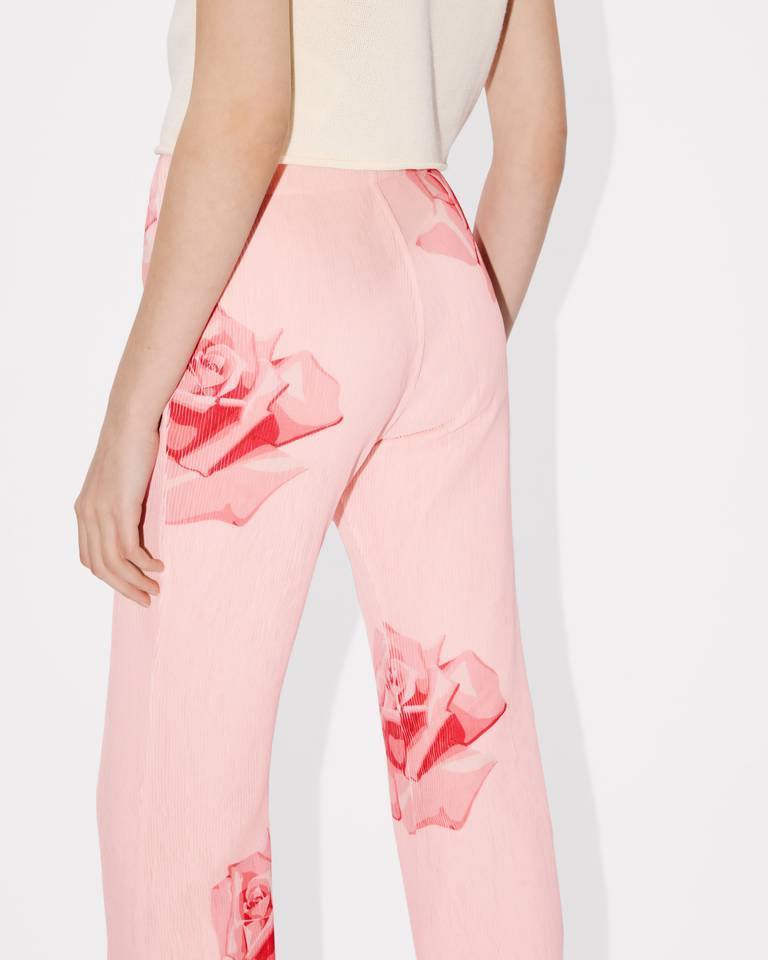 Kenzo Rose Print Flared Pants In Pink