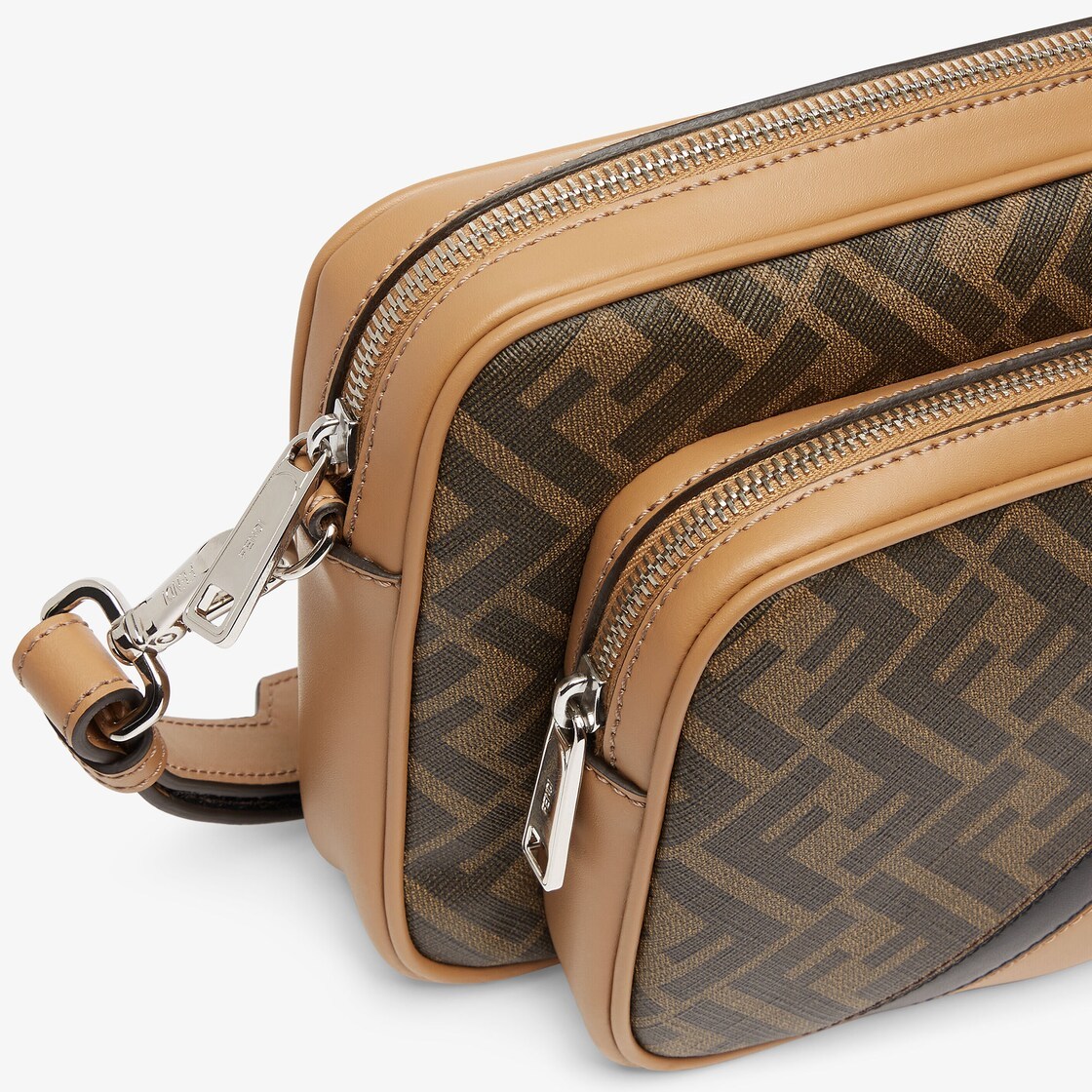 Fendi Luxurious Lamb Leather Crossbody Handbag In Argentopal For Women In Brown