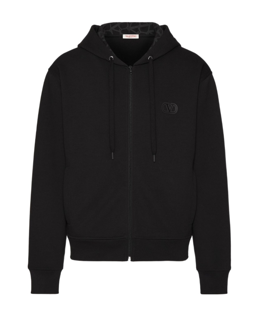Valentino Cotton Sweatshirt With Vlogo Signature Patch In Black