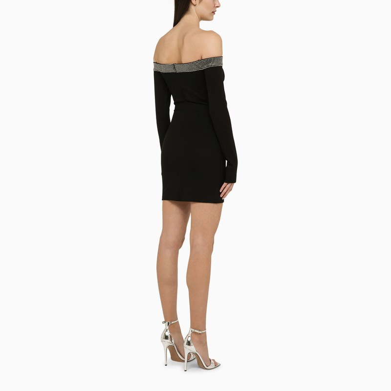 David Koma Black Viscose Mini Dress With Crystals In Black