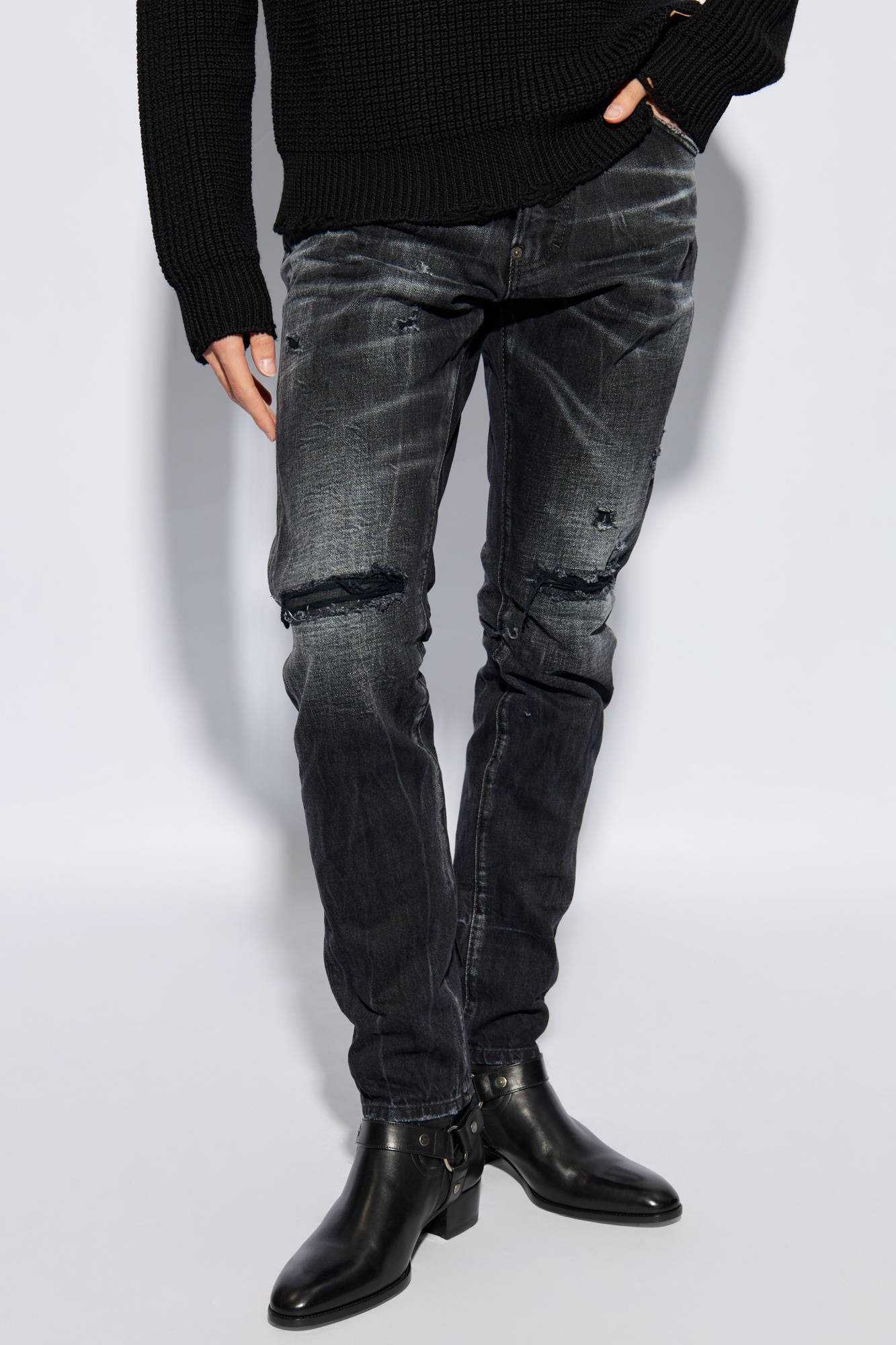 Shop Dsquared2 Distressed Skinny Jeans In Black