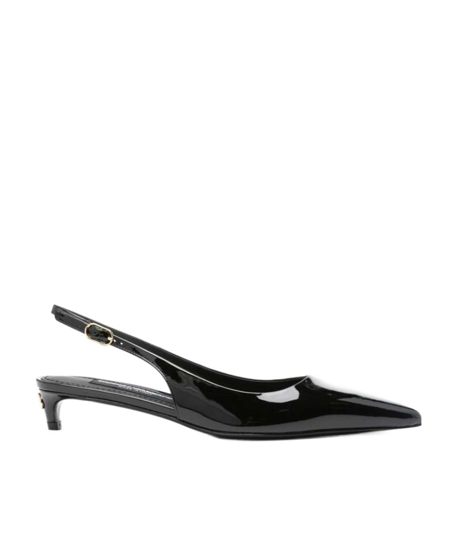 Dolce & Gabbana Patent Leather Cardinale Slingbacks In Black