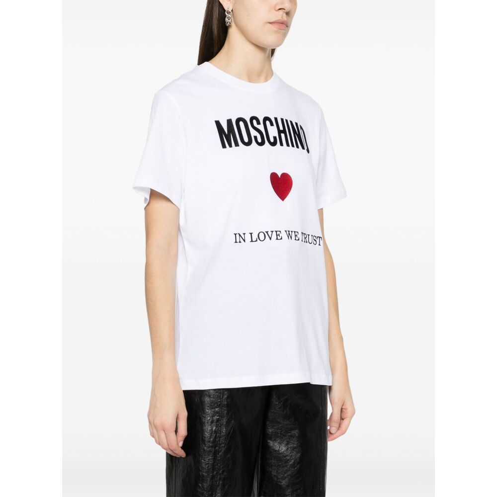 Moschino Item O-neck Short-sleeved T-shirt In White