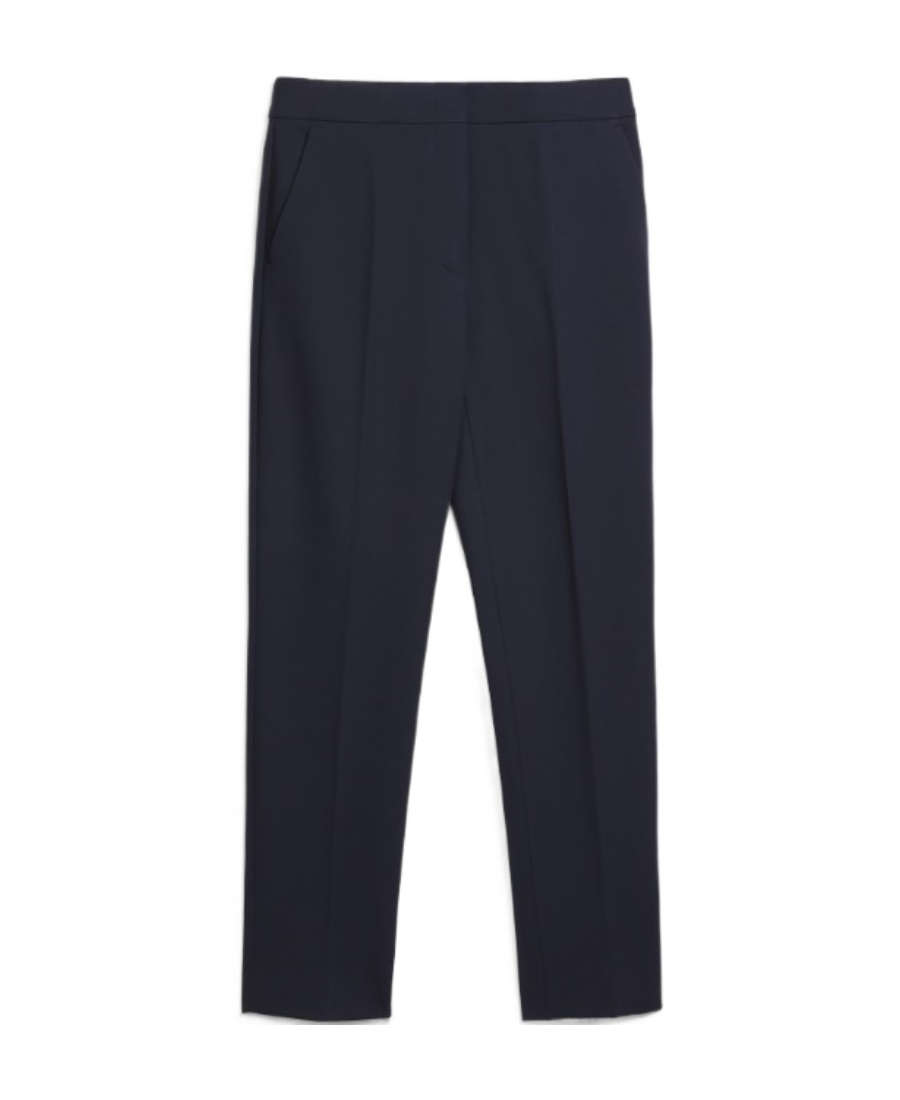 Max Mara Navy Blue Pipe Casual Pants In Blue