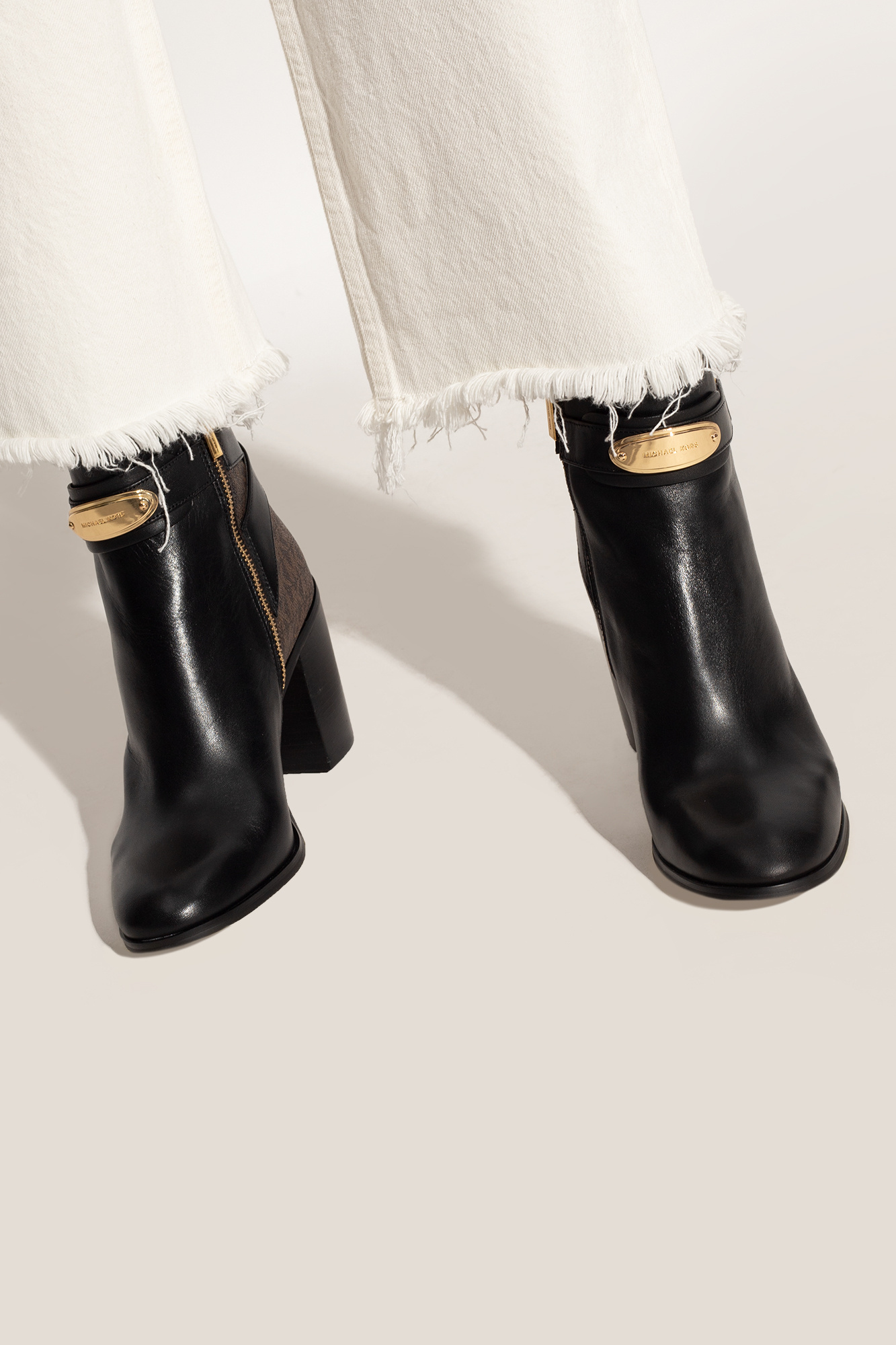Michael Kors Darcy 90mm Monogram-print Boots In Black