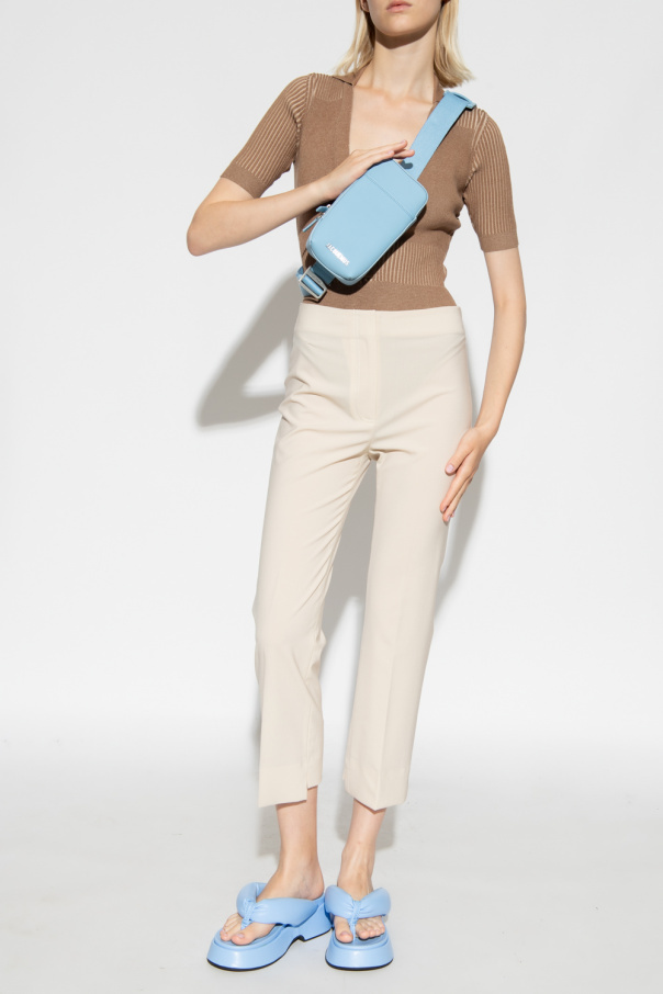 Jacquemus Ribbed Button-front Knitted Top In Brown