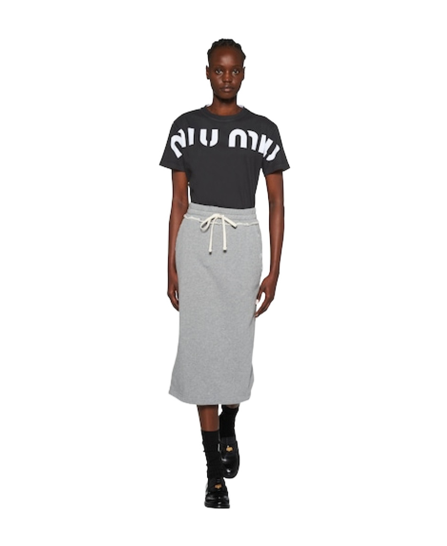 MIU MIU LOGO-PRINT COTTON T-SHIRT 