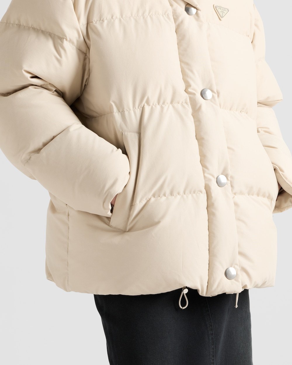 Prada Technical Fabric Down Jacket In Nude