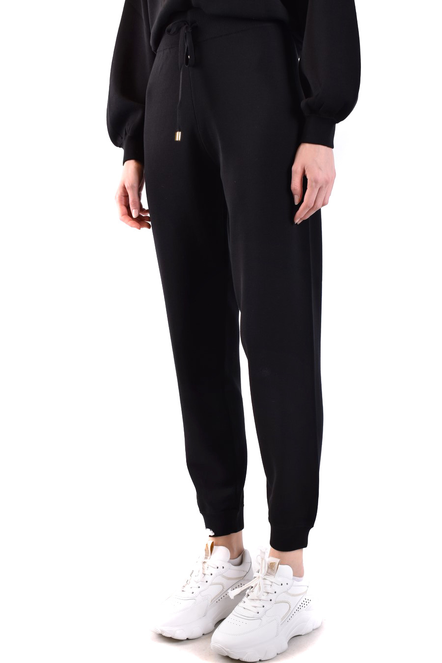 Pinko Trousers With Drawstring Waist And Elasticated Cuffs In Black