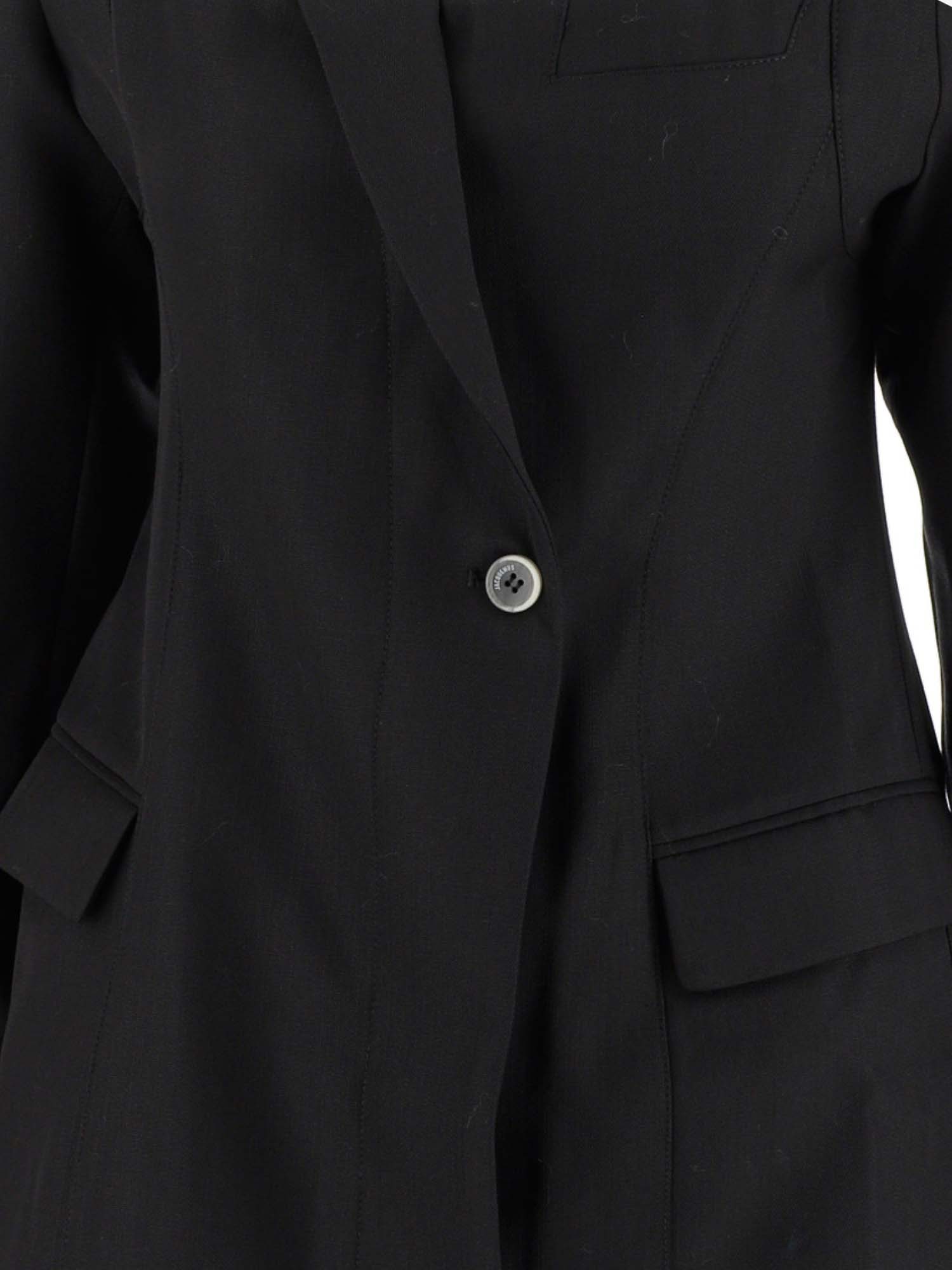 Jacquemus La Robe Maniu Sq Nk Ls Flap Pc In Black