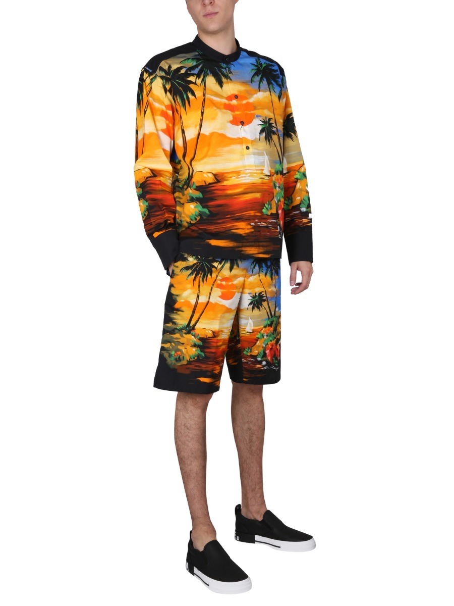 Dolce & Gabbana Bermuda Shorts With Hawaii Print In Multicolor
