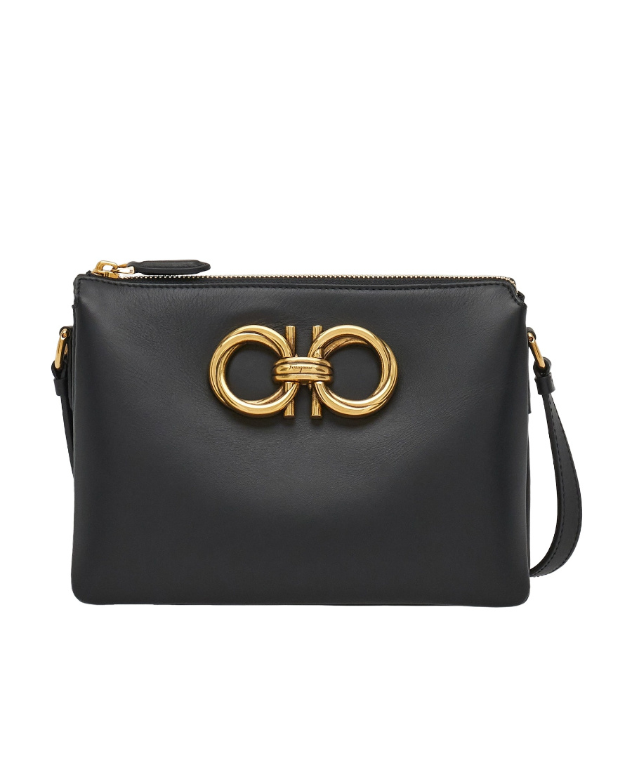 Ferragamo Logo Shoulder Bag In Black