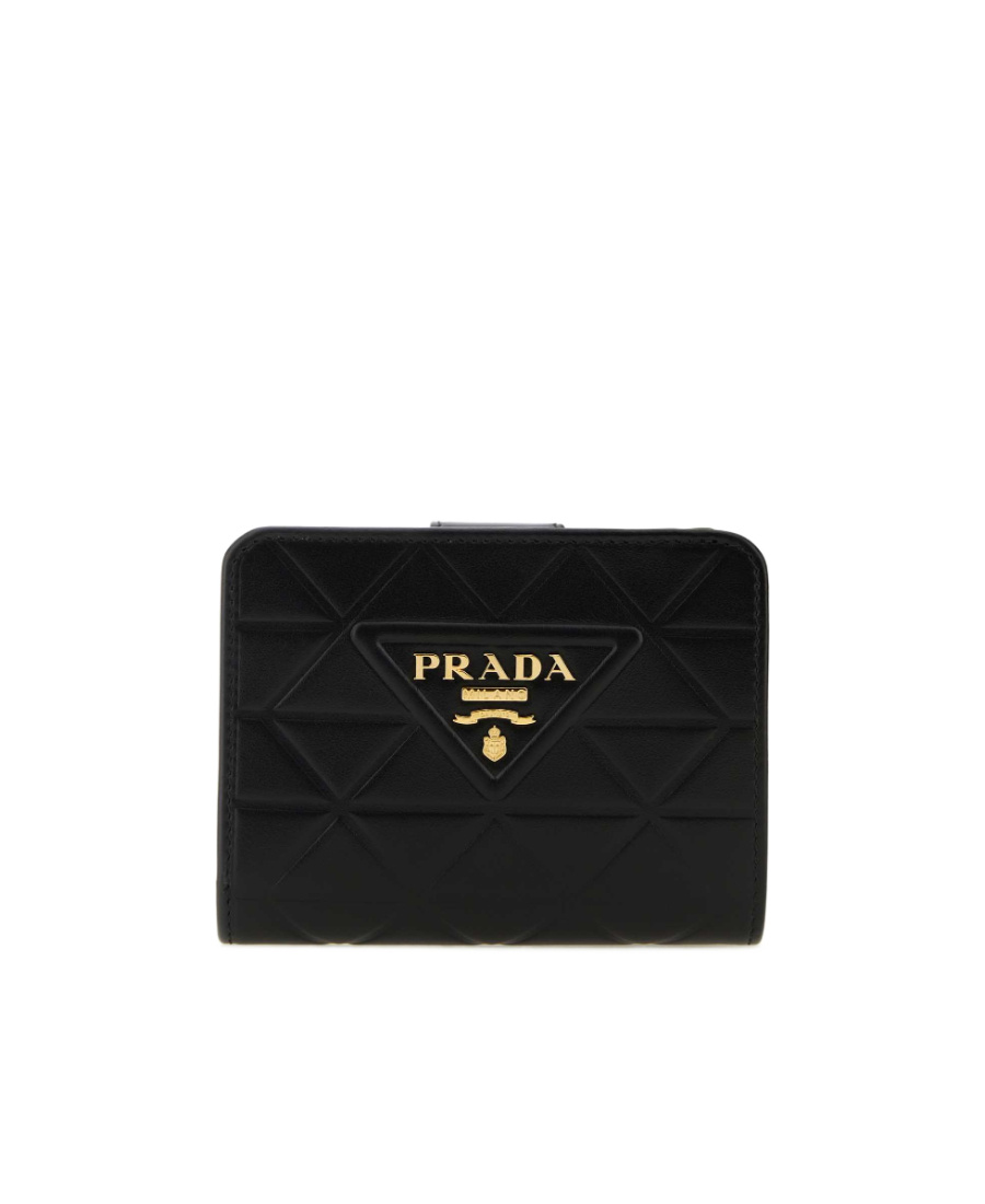Prada Triangle-logo Quilted Leather Wallet In Black
