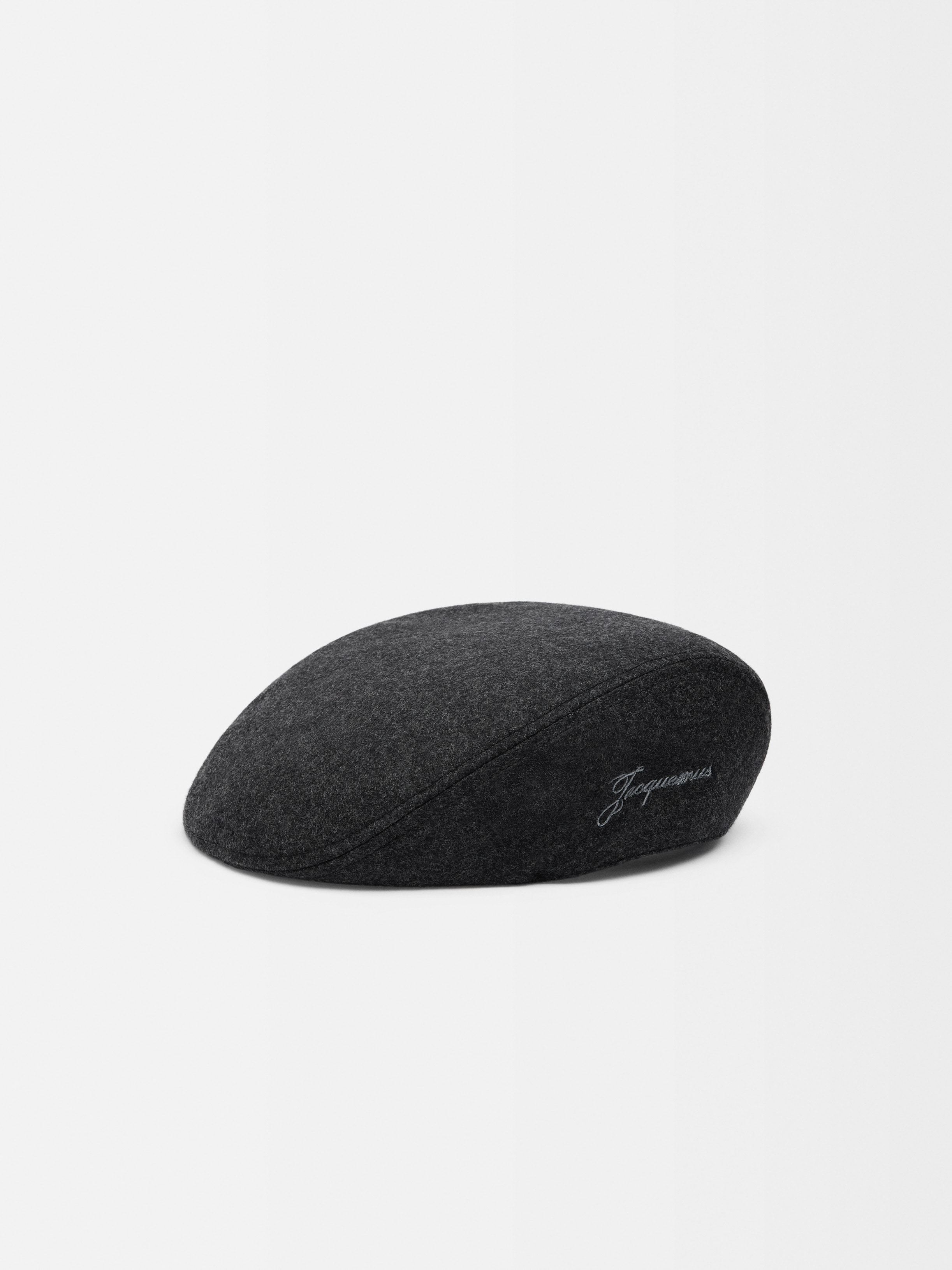 Jacquemus Embroidered Flat Beret In Brown