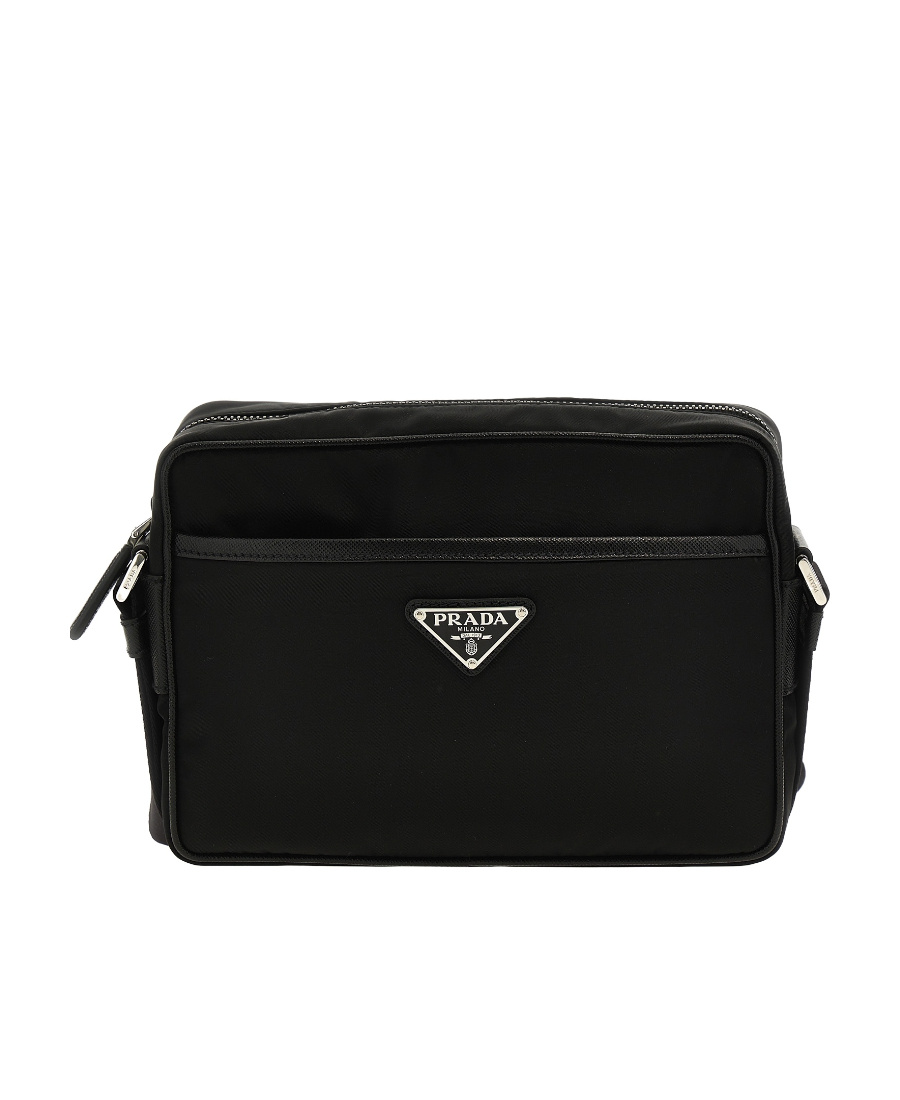 Prada Men's Re-nylon Messenger Bag In Black