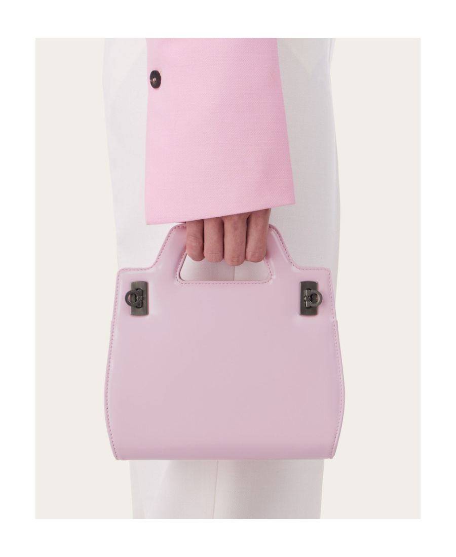 Ferragamo Sleek Mini Tote With Detachable Strap In Pink
