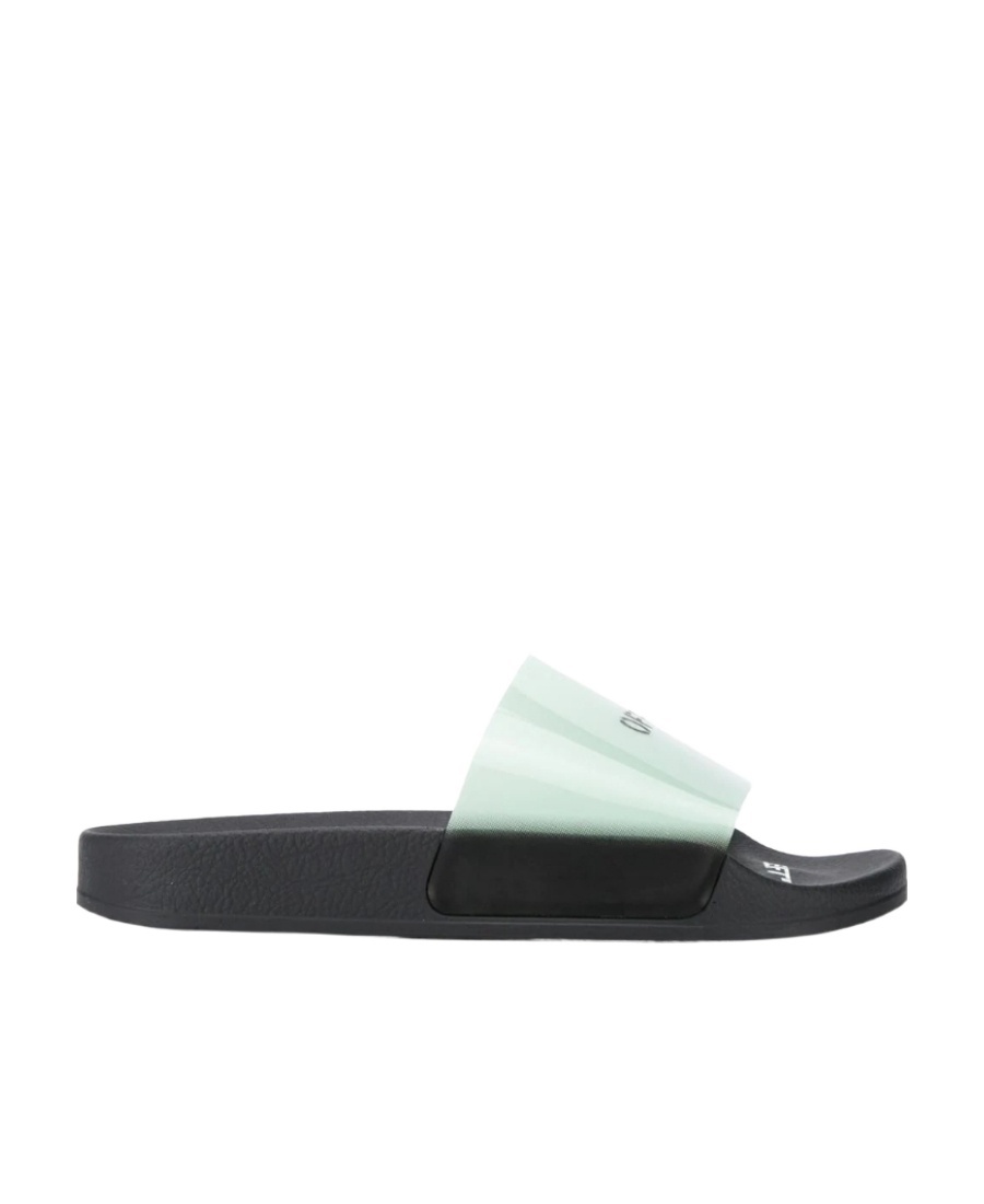 Off-white Logo Printed Slip-on Slides In Black