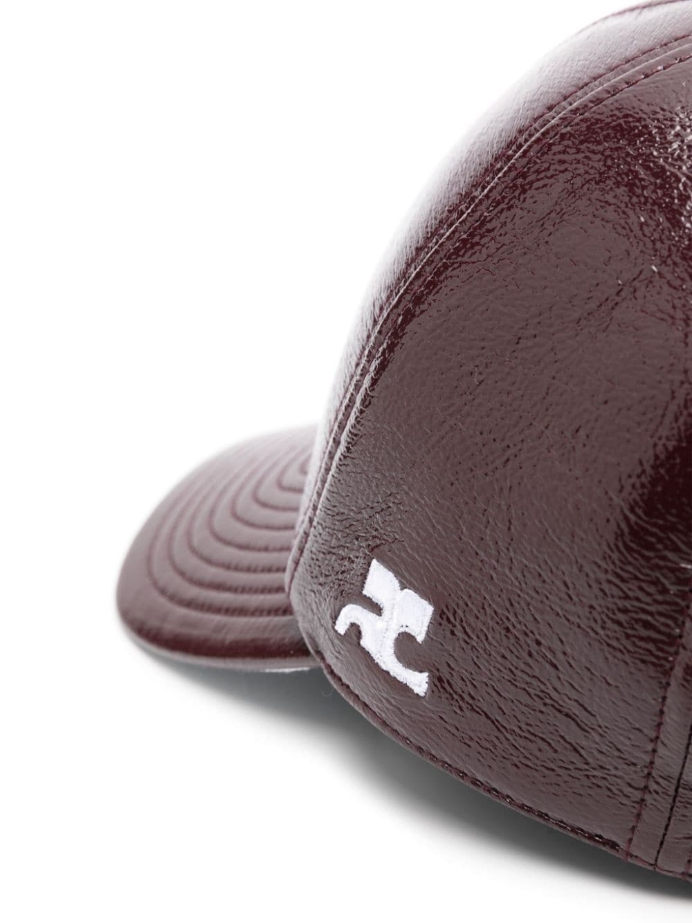 Courrèges Logo-embroidered Patent Cap In Multicolor