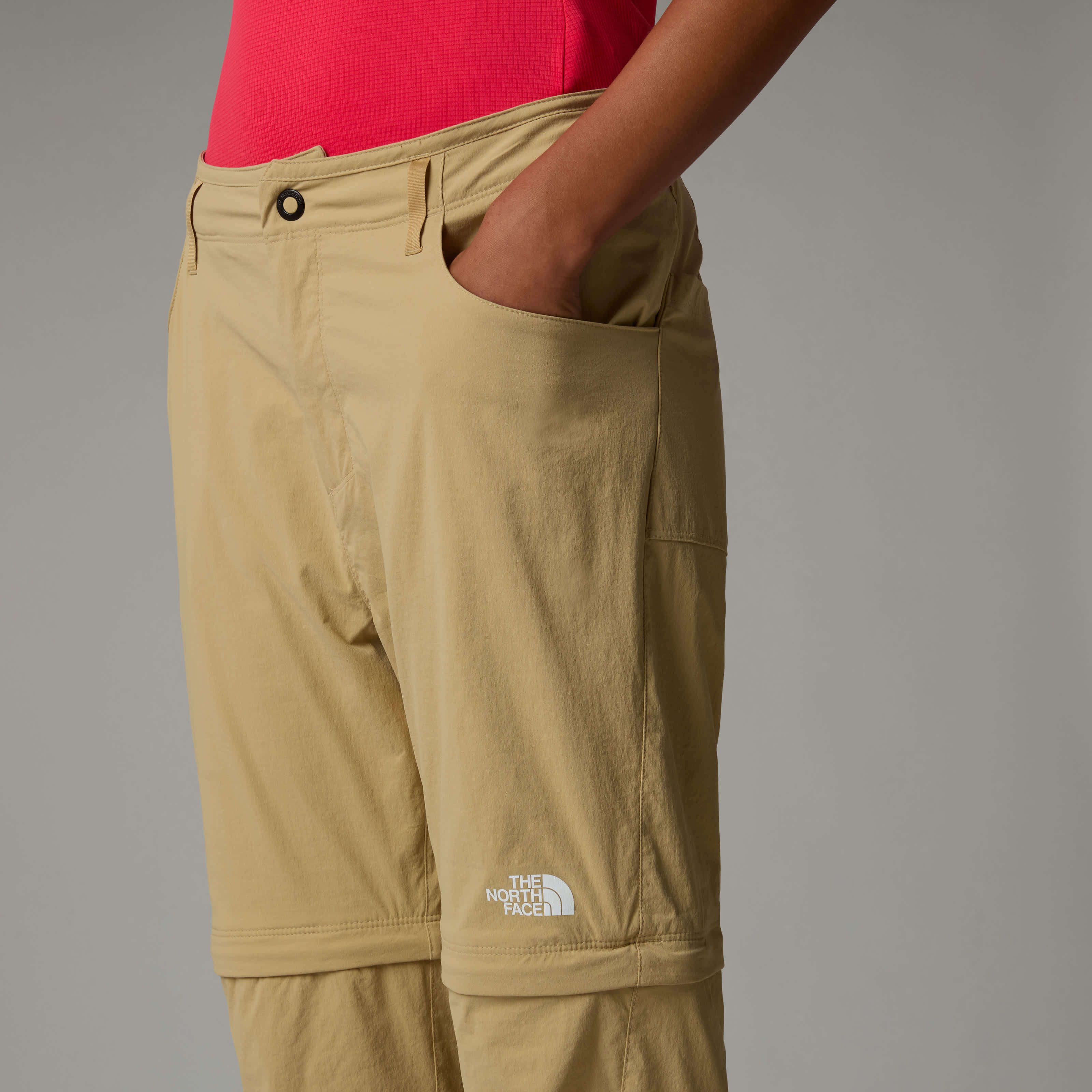 The North Face Womens Exploration Convertible Regular Straight Trousers In Khaki Stone