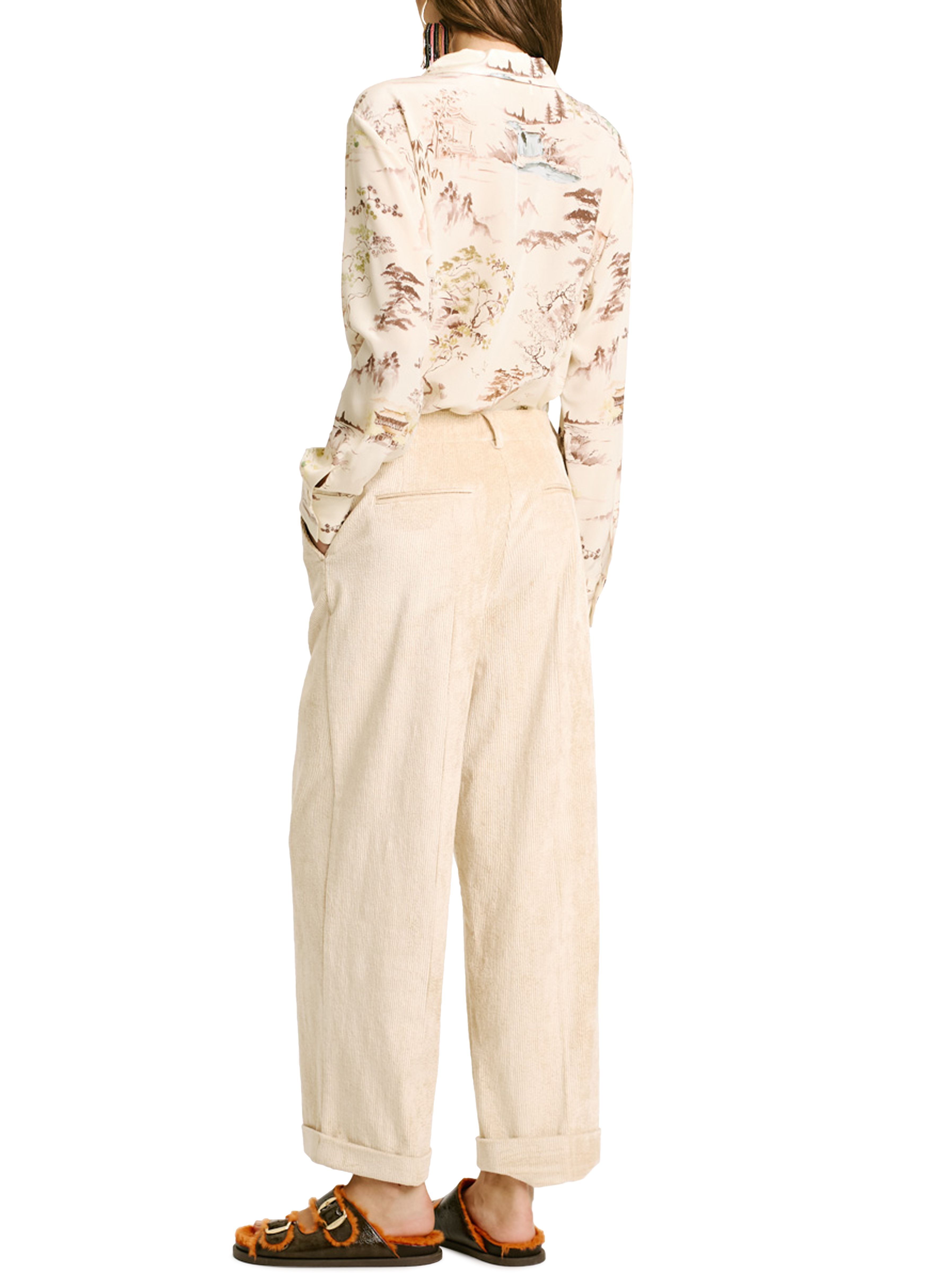 Momoní Dango Pants In Stretch Corduroy In White