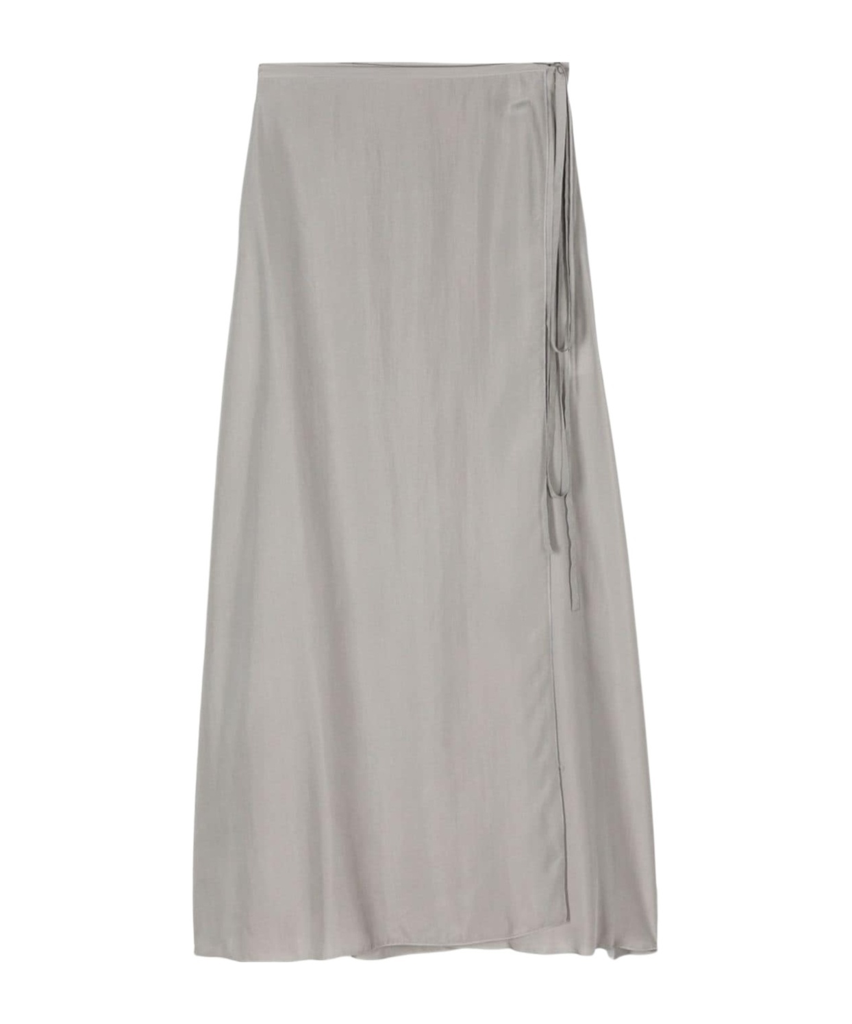 Shop Alysi Wrap Silk Maxi Skirt In Gray