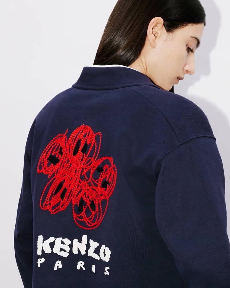 Kenzo ' Drawn Varsity' Embroidered Hooded Sweatshirt In Blue