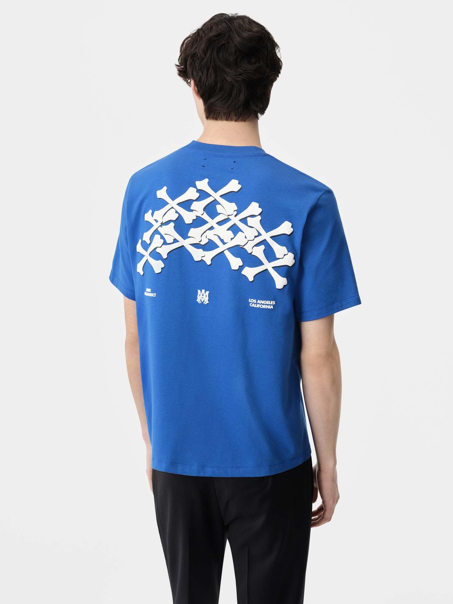 Amiri Bones Stacked Cotton T-shirt In Blue