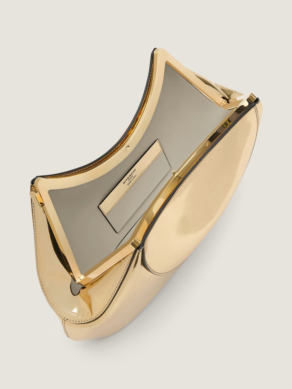 Givenchy Facet Clutch In Mirror Effect Leather In Brown