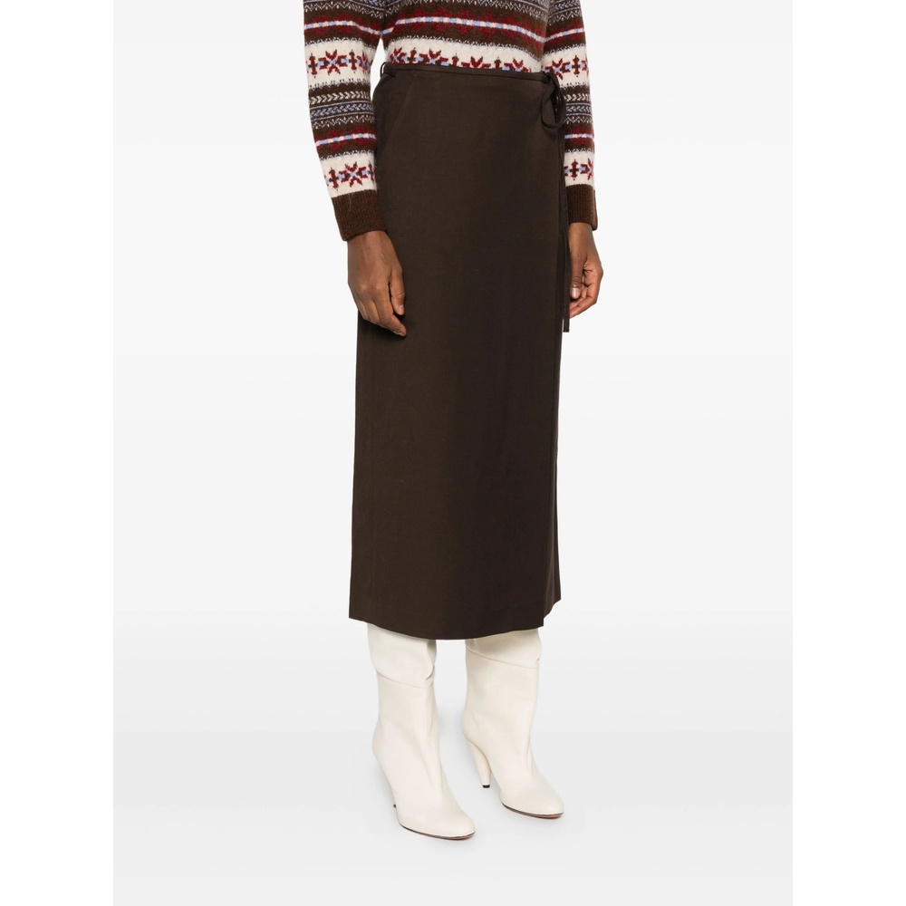Dunst Wrap Tie-fastening Skirt In Brown