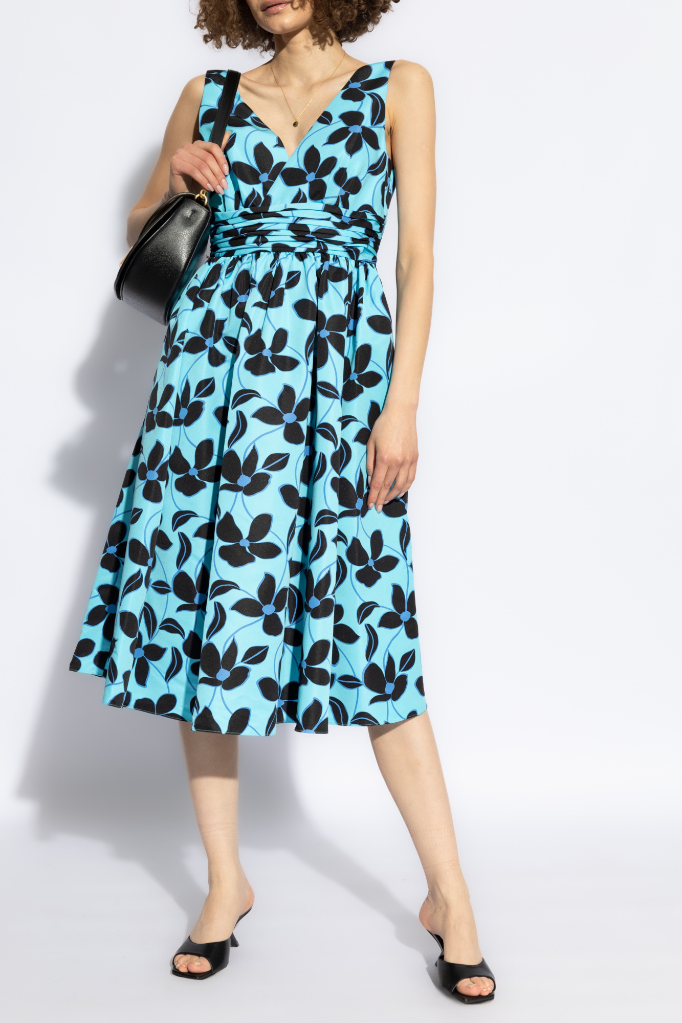 KATE SPADE FLORAL-PRINT V-NECK MIDI DRESS 