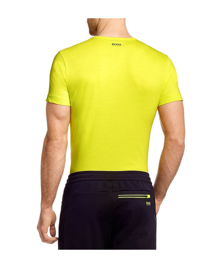 Hugo Boss T-shirt With Round Neck And Short Sleeves In Yellow
