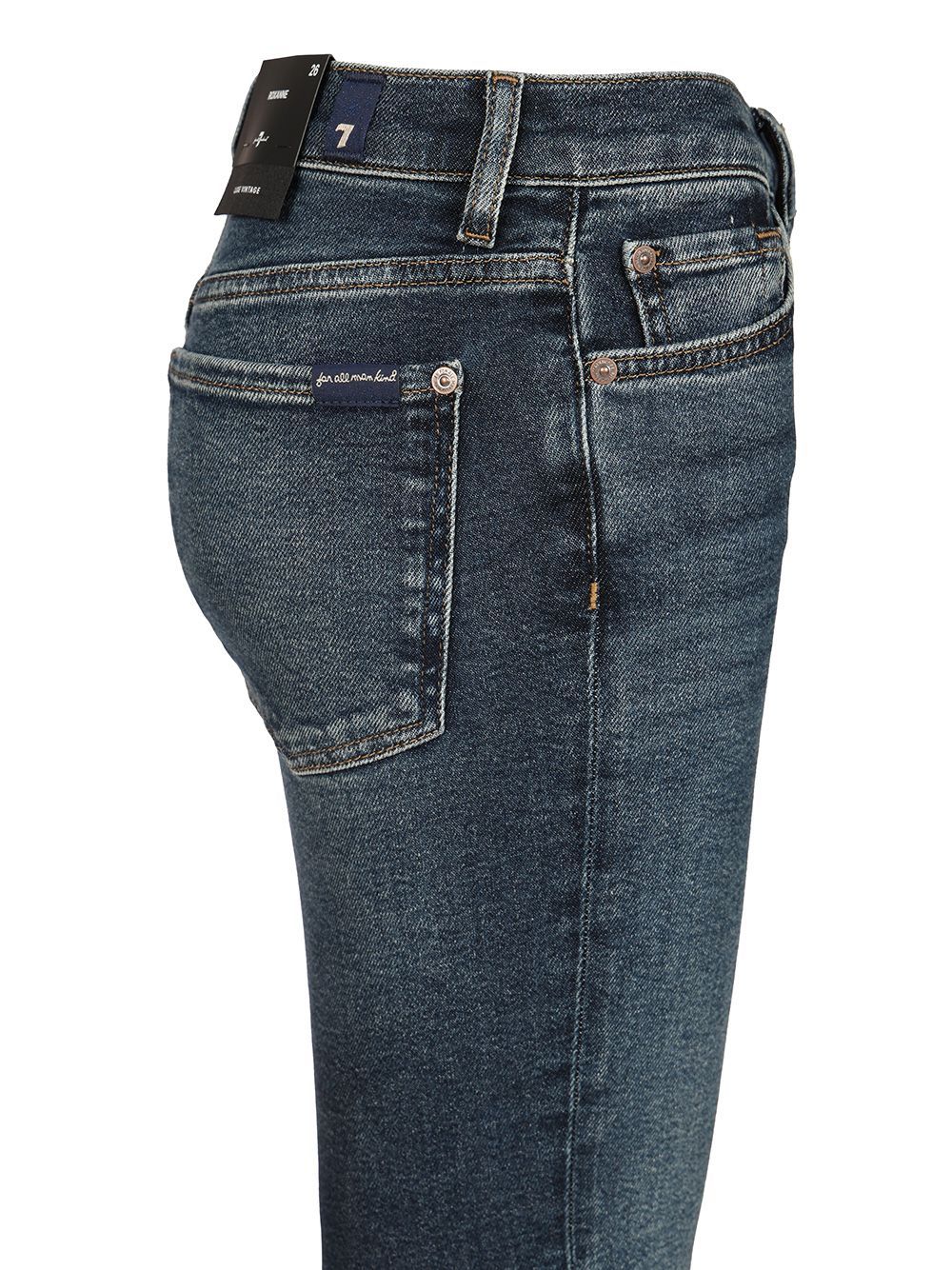 7 For All Mankind Faded Five-pocket Jeans Pants In Black