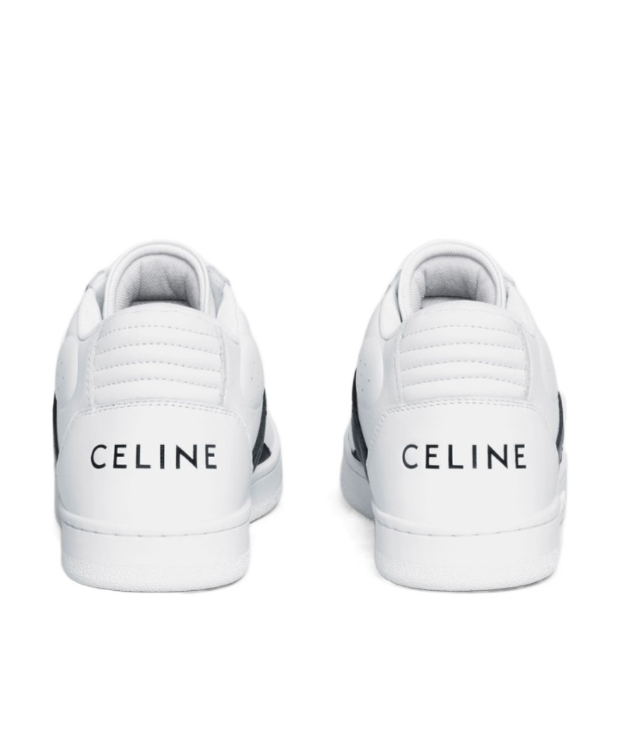 Celine Ct-02 Mid Calfskin Scratched Sneakers In White