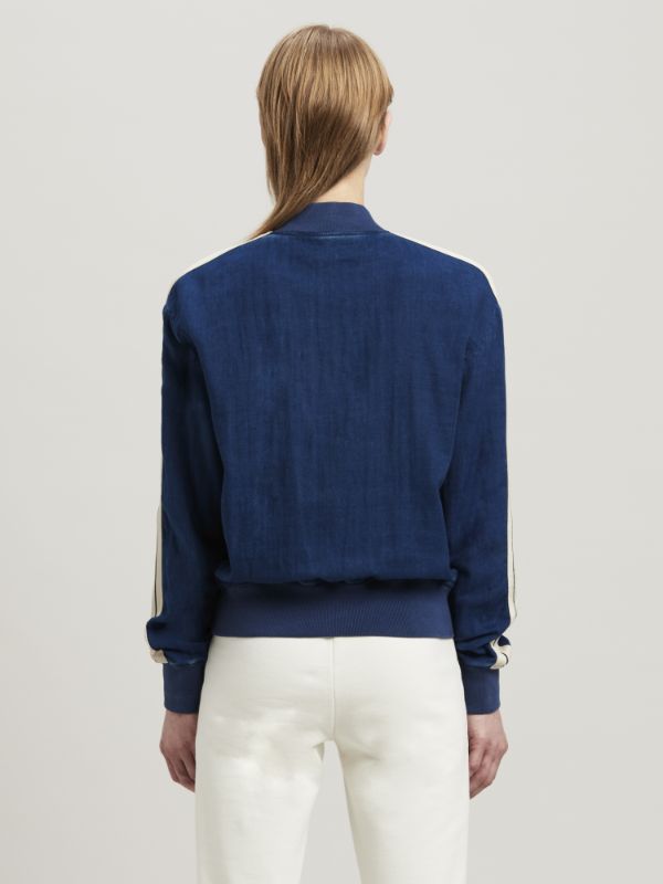 Palm Angels Chambre Denim Bomber Jacket In Blue
