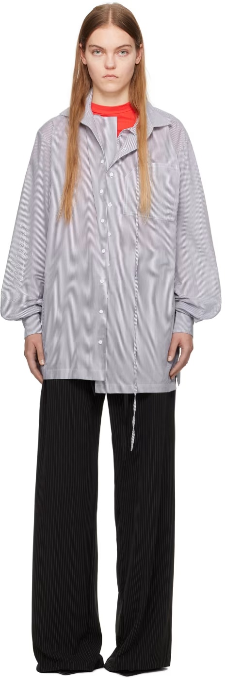 Ottolinger Rhinestone-embellished Striped Shirt In Gray