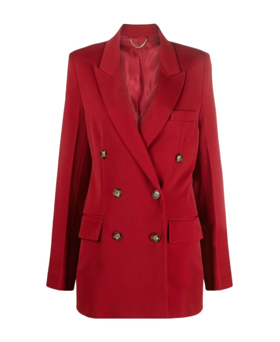 Victoria Beckham Double-breasted Wool-blend Blazer In Red