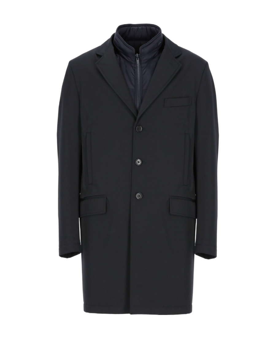 Fay Double-breasted Stand-up Collar Padded Coat In Black