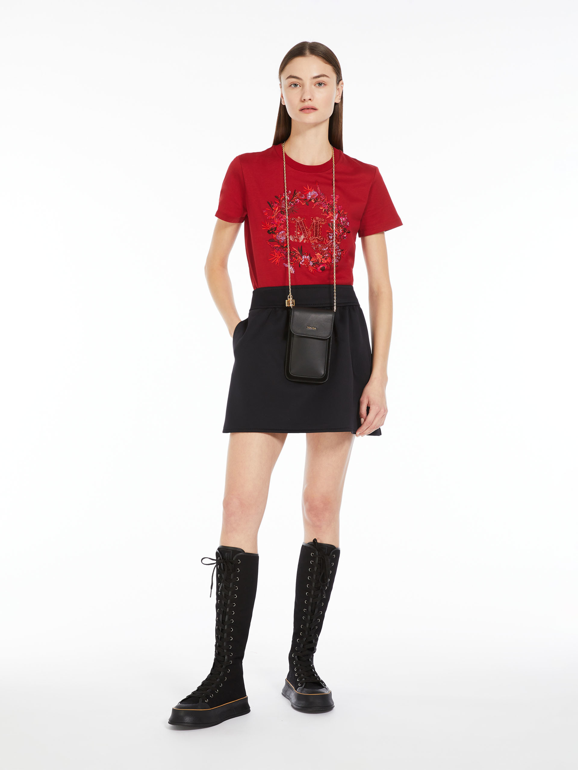 Max Mara Front Logo T-shirt In Red
