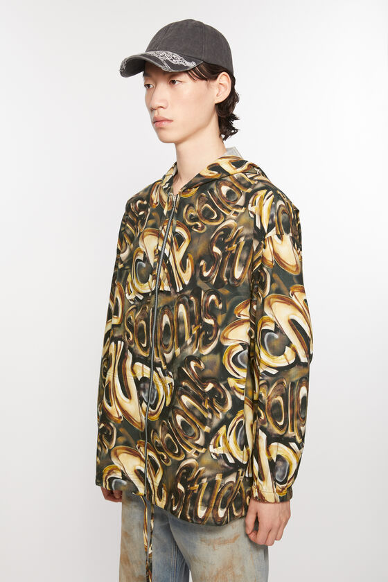 Shop Acne Studios Hooded Logo Jacket In Brown