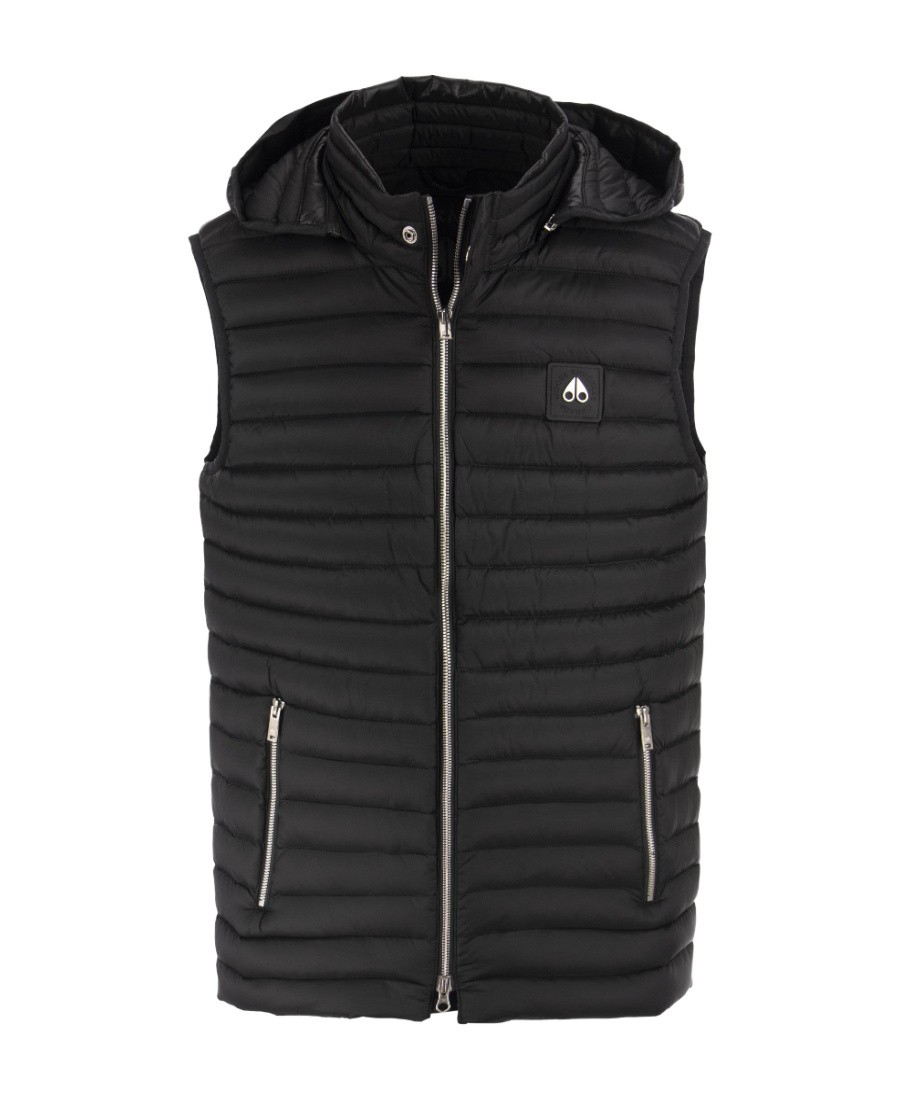 Moose Knuckles Zip-up Hooded Gilet In Black