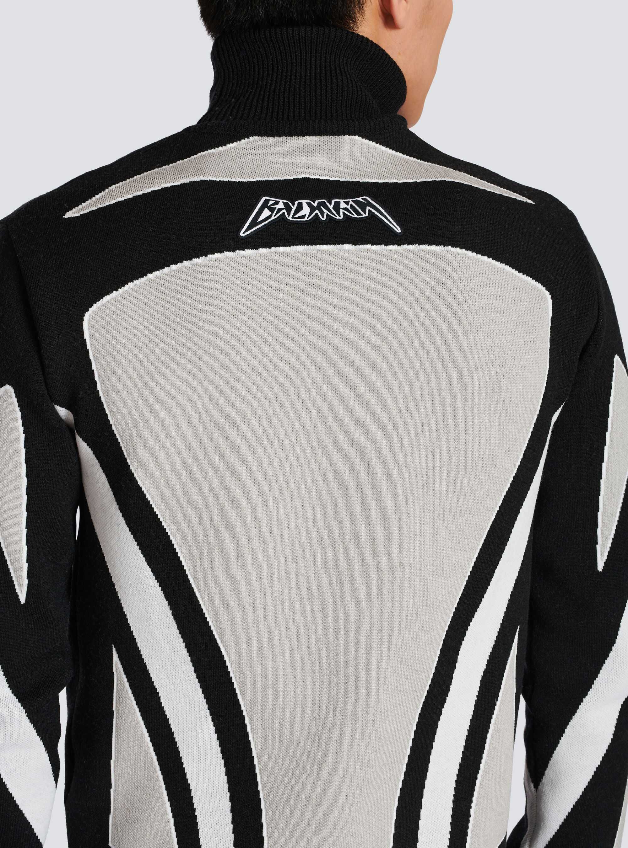 Balmain Colour-block Roll Neck Jumper In Black